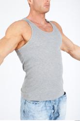 Upper Body Man White Casual Singlet Muscular